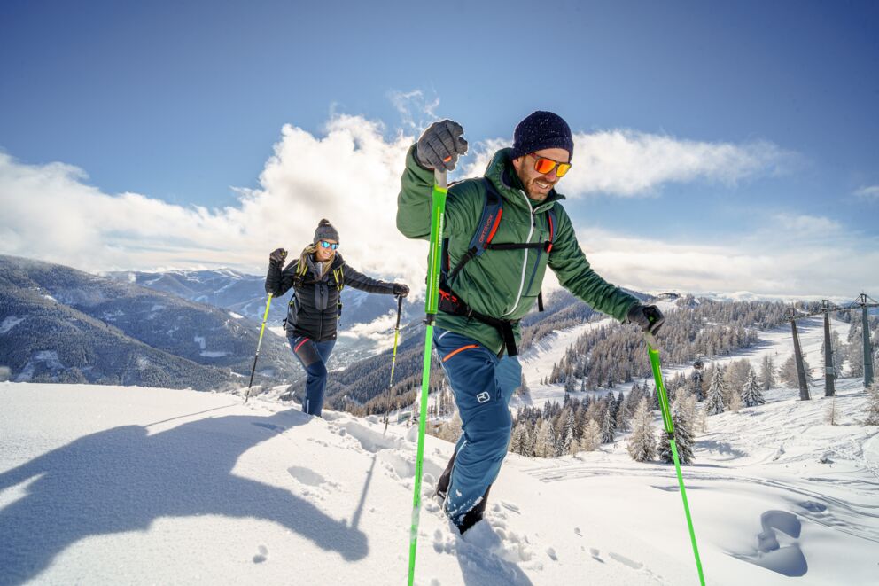 Two ski tourers in wintry Carinthia
